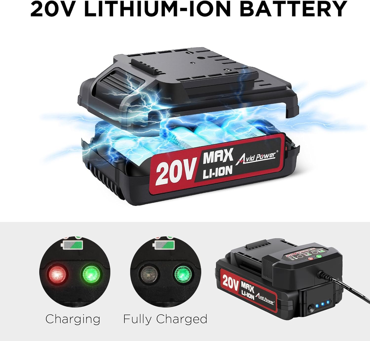 AVID POWER 20V MAX Lithium lon Cordless Drill Set